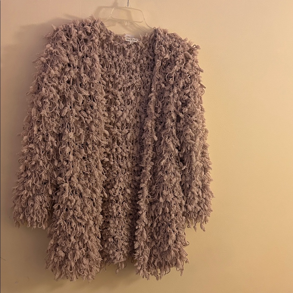 Aaron & Amber Anthropologie Small Knotted Cardigan Chunky Sweater Shaggy Knit - Picture 4 of 17